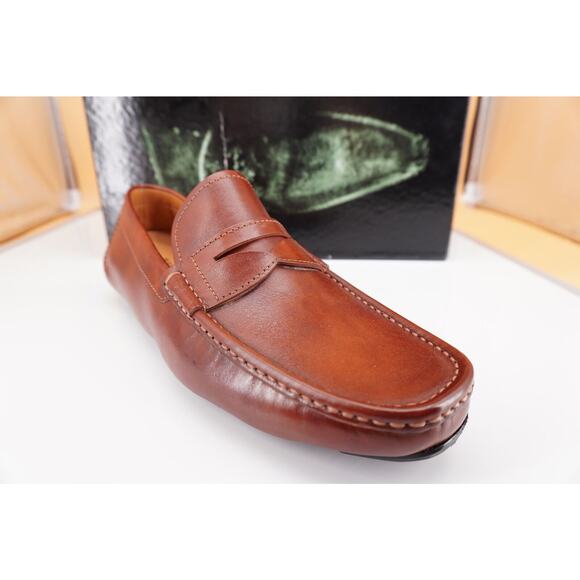 Magnanni Vance Penny Driving Loafers SZ 9 Cognac brown Leather $350 - Picture 1 of 10